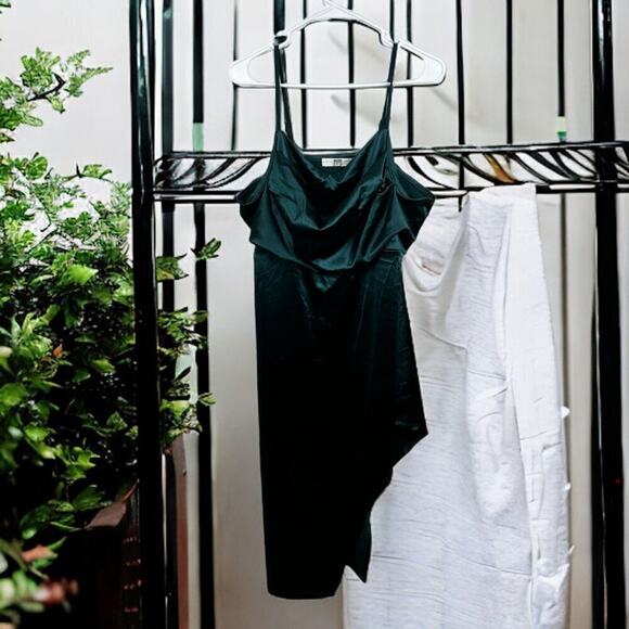 Madden NYC Women extra etra large Green Split Side Cocktail Mini Dress silky - Picture 1 of 7